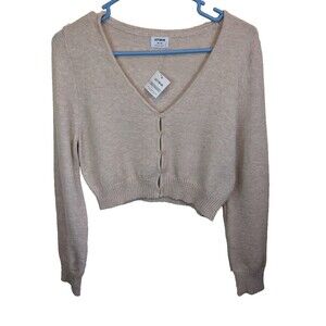 COTTON ON Women's Everfine Crop V-neck Button Front Cardigan Top Stretch Medium